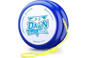 SHUNGRU Reaktionsfreudiges JoJo D3 Dawn, Profi Kinder JoJo, 2A Looping JoJo für Kinder Anfänger + Trick JoJo D3 mit 2 JoJo Saiten + 2 Spacer - Blau Weiß