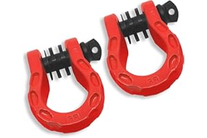 GearAmerica Mega Duty D Anneau Menottes 68000 LB(34 Ton) Testée Force 3/4" Shackle+7/8 Pin+Rondelles | Connect en Toute sécurité ou d'un treuil Corde à Votre Jeep Hors Route 4X4 Recovery Red(2P)