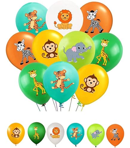8 Palloncini Animali Giungla In Alluminio Per Decorazione Compleanno - 4