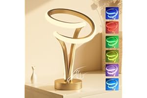 airnasa Lampe de Chevet, 10 Modes LED Couleur Or Réglable au Toucher, Conception en Spirale Moderne, Parfaite pour la Chambre à c, le Salon, la Décoration Intérieure, D'ambiance et Cadeau