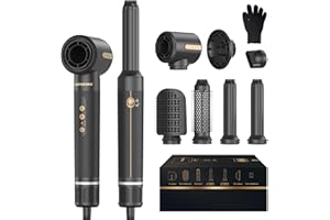 ATOPSKINS Hair Dryer Brush Airstyler Set 7 IN 1Hairstyler, 110000 RPM Ionen Haartrockner Warmluftbürste mit Föhn, Links Rechts Lockenstab, Rundbürstenföhn, Thermal Brush, Haarglätter Bürste, 3 Temperatur&Wind
