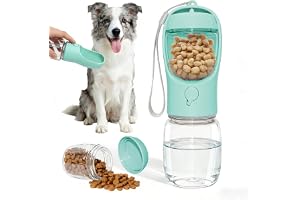 Liphier Vattenflaska Hund Bärbar 2 in 1 Används Vandring(Grön, 350ml)