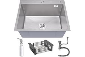 ANW HOME Single-bowl kitchen sink INOX 60x50 + Dispenser, basket