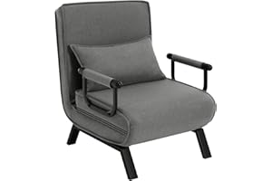 WOLTU Poltrona Relax Reclinabile Convertibile, Divano Letto Trasformabile 3 in 1, con Schienale Regolabile in 5 Posizioni, Cuscino Rimovibile, Seduta Imbottita, 65 x 75 x 78cm, Grigio Scuro