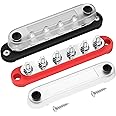 DaierTek Marine Bus Bar 12V 6 x 1/4" (M6) Terminal Studs 12V Bus Bar Terminal Block with Cover Max 300V AC 48V DC Positive & Negative Battery Power Distribution Block for Automotive Car Boat