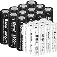 BONAI AA AAA Batteri 2800mAh AA och 1100mAh AAA Uppladdningsbara Batterier Högkapacitet NiMH 1,2V HR6 / HR03 Batterier Laddni