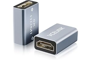 VCELINK 8K HDMI Coupler, 2.1 Female to Female Adapter Extender Gold Plated HDMI Connector Support 8K/4K@60Hz UHD, 7680 * 4320 Resolution, 3D, HDR, ARC for Laptop, PC, Monitor, Roku TV, 2 Pack