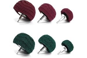 DQZSY Testina abrasiva per lucidatura, spugna abrasiva modellata, set da 6 pezzi verde e rosso non tessuto, con manico da 1/4 pollici per collettore/alluminio/acciaio inossidabile/cromo