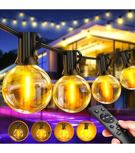 Catena Luminosa LED 15 M Per Esterni | IP65 Con Sensore Crepuscolare E Timer, 25+2 Luci G40 Bianco Caldo