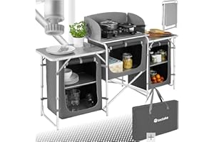 TecTake® Cocina Plegable Ligera con Bolsa de Transporte, Mesa y Armario de Cocina - Gris