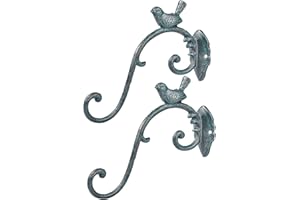 Sungmor Ganchos de pared para colgar plantas de hierro fundido - Soportes para cestas colgantes de servicio pesado - Lovely Bird y 25.5CM y 2PC verde - Colgadores de pared decorativos