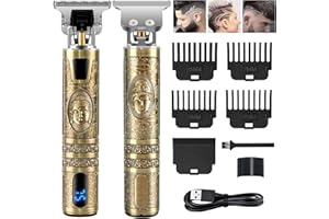 Cortapelos Hombre Profesional, CKCLR Máquina Cortar Pelo, Maquina de afeitar Regalo Hombre, Cortapelos Eléctrico Inalámbrico con pantalla LCD, Recortadora USB Recargable corte suave (Bronce)