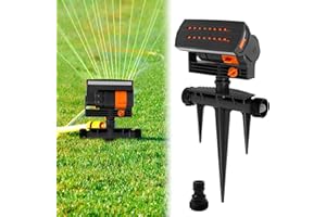 DEUSON 16 Hole Square Rain, 90 m² Irrigation, Surface Garden Sprinkler with Automatic Rotation Function, Lawn Sprinkler System for Garden and Lawn (Black)