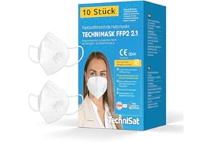 TechniSat TECHNIMASK 2.1 – 10 Stück FFP2 Maske aus Deutschland (Dolomitstaub-geprüft, 5-lagige Atemschutzmaske mit hochwertigem Vlies, geringer Atemwiderstand, Made in Germany)