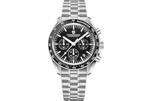 ROLLSTIMI Pagani Design 1701 Montre à Quartz pour Hommes. Chronographe Professionnel, Mouvement Japonais VK63, étanche à 100 Mètres,Bracelet en Acier Inoxydable, Verre Saphir, Montre de Style Décontracté.