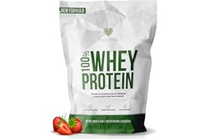 Foodelis Whey Protein 1 kg Fresa | 33 Dosis de Proteína en Polvo con Aminoácidos Esenciales | Para Masa Muscular y Recuperación Rápida | Alta Solubilidad y Fácil Digestión