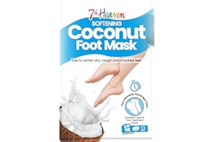 7th Heaven Coconut Foot Mask Socks - Softening Moisturising Socks with Shea Butter to Repair Dry, Rough & Cracked Feet - Feet Masks Treatment with Argan Oil