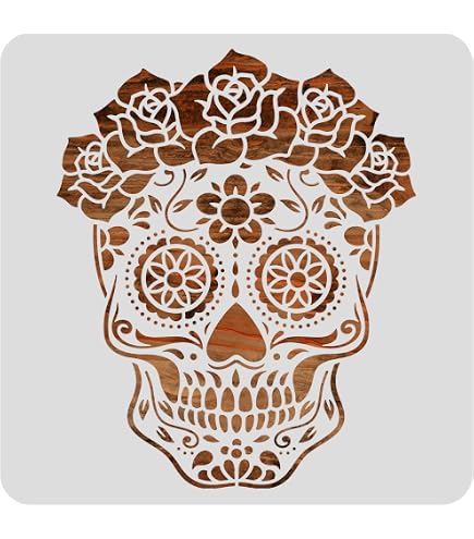 16 Pochoirs Crâne Mexicain Pour Halloween - Réutilisables, 15x15cm, Pour Bricolage, Peinture, Scrapbooking Enfants - 7