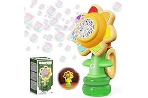 P PANACARE PANACARE Sunflower Bubble Machine for Kids Automatic Bubble Blower 5000+ Bubbles/Rechargeable Battery/Bubble Solution Bubble Toy Gift Suitable for Outdoor Party Wedding Birthday Sunflower Night Light