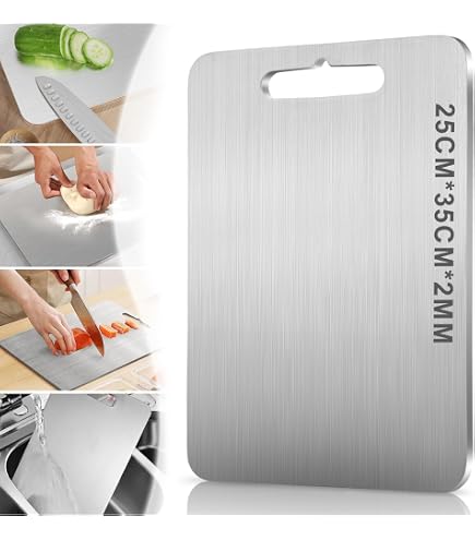Tagliere In Acciaio Inox 304 – 28x39 Cm – Grande, A Doppio Lato – Lavabile In Lavastoviglie – Per Carne E Verdura