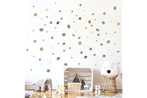 Little Deco Wandsticker Tupfen für Kinderzimmer 92 Stück Wandtattoo Kreise Punkte Dots in Braun Grün Mint Set Wandaufkleber Wanddeko DL925-5