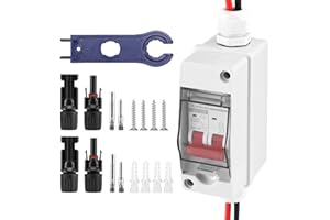 HUUPPHIP Circuit Breaker, 500V 32A PV System DC Disconnect Switch, PV Combiner Box DC Isolator, Outdoor Solar PV System Isolator with IP65 Distribution Box, 1 in 1 out 1 for Solar System