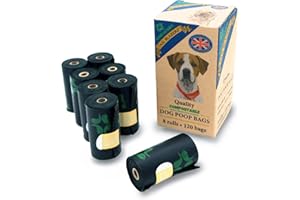 TAIL BLAZERS™ Quality Compostable Dog Poo Bags 120. Corn Starch Waste Bag Rolls for Dogs. Double Seal, Leak Proof. Extra Thick and Easy Tear. Different from Biodegradable Doggy Poop Bag.