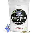 Just Vitamins - Starflower Oil 1000mg (Borage Oil) x90 Softgels, Cold Pressed High Strength GLA with Vitamin E - 3 Month Supply, 2X Higher GLA Than Evening Primrose - Made in The UK