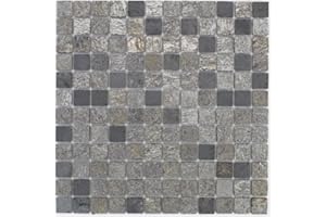 U-TILE Mosaïque en pierre naturelle 30 x 30 cm - carreau 2,5 x 2,5 cm mixte gris