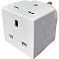 [NOVA] 2 Way Double Plug Adaptor - Multi Plugs Extension Sockets Adapter - UK 3 Pin Socket Extensions 250V 13 Amp - Power Extender Multiplug Block for Kitchen, Office, PC, TV, Indoor Lighting