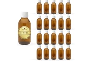 ESPIRITO REBELDE 20 x Flacone Vuoto in Vetro Ambrato da 150 ml con Coperchio in Plastica - Flacone per Oli Essenziali, Cosmetici, Prodotti da Laboratorio, Farmaci - Aromaterapia