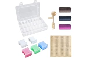 ATBUSS Juego de 156 Organizadores de Bordar - Caja de Almacenamiento Con 24 Cuadrículas, Etiqueta Numérica, Carrete de Hilo, 150 Bobinas, 3 Piezas de Hilo de Coser, Accesorios de Punto