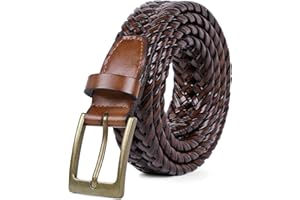 SUOSDEY Leather Belts for Men Braided Belt Woven Leather Belt for Casual Jeans Pants with Pin Buckle