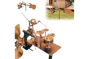 QUIXION Handmade Metal Drummer Windmill, Drummer Windmill, Windmill Metal Garden, Handmade Metal Drummer Windmill, Wind Chime for Yard, Lawn, Garden, Patio, Decoration