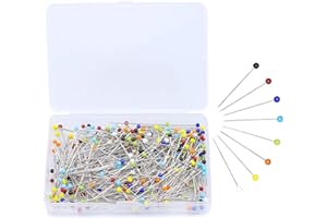 Épingles Couture Epingles Couturiere Epingle a Tete Ronde Couture 250 Pièces Couleur Mixte pour mercerie,Patchworkde, Couture et d'Artisanat 38mm/la tête en verre de 3 mm