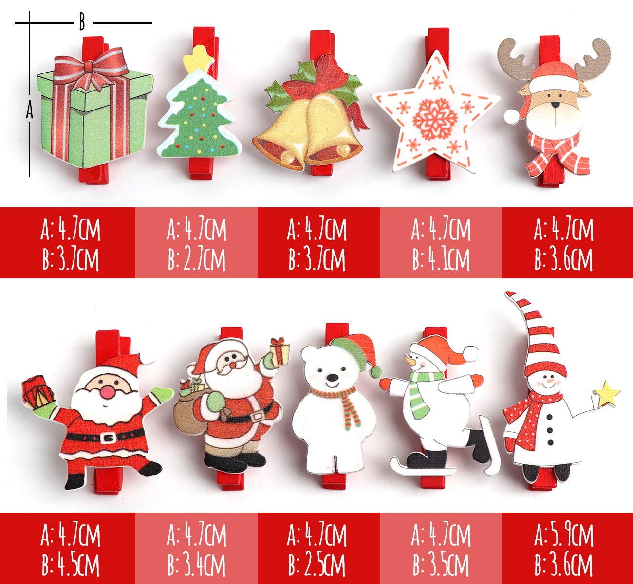 Gukasxi 24 Stück Mini Holzklammern - Niedliche Weihnachtsdeko Für Fotos & Adventskalender