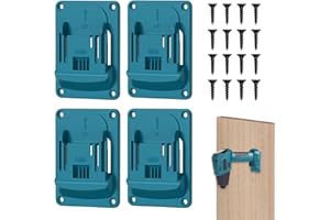 ZFRITP 4 PCS Porte Outils Mural pour 18V,11,4x8,1cm Support Outils Mural avec 16 Vis,support de batterie avec vis,Support Mural pour Perceuse,Supports Muraux pour Perceuse pour L'atelier, Le Garage.