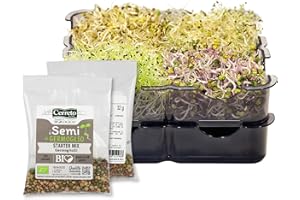 GermoglioSì STARTER KIT Germogliatore per Semi BPA Free + 2 Confezioni in OMAGGIO di Mix di Semi da 32gr. Innovativo Multifunzione Brevettato a 2 vassoi
