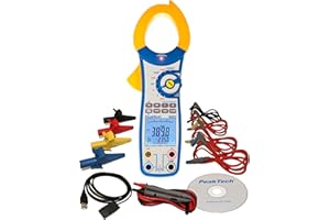 PeakTech P 1660 - Amperomierz cęgowy ~ 10.000 zliczeń ~ 1000 A AC/DC z funkcją TrueRMS, DMM i pomiarem mocy 750 kW - 3-fazowy i interfejs USB