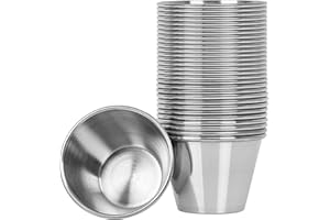 Artcome Lot de 30 tasses à condiments en acier inoxydable, idéales pour tremper et portions, 70,9 g