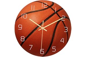 Artibetter Vintage Ball-Design Wanduhr - Retro Basketball-Dekor für Kinderzimmer - HeimKunst Stille 3D FußballUhrwerk