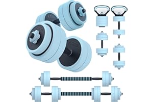 PASYOU Adjustable Dumbbell Set, 20 kg, 4-in-1 Dumbbell Set, Push-Up & Kettlebell, Dumbbell Set with Connecting Tube, Dumbbell & Barbell for Home Fitness