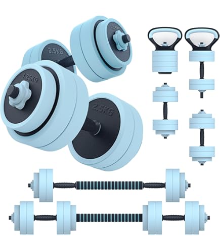 Gymtek Halterset, 2-in-1, korte halters en lange halter, 2 x 15 kg, verstelbare halters, gewicht krachttraining thuis, 2-delige set en lange halterstang, gewichten, halters, home gym, sport, fitness
