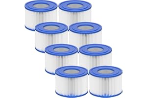 VOYAHÜLLE SPA Filter VI für Pool, 8 Stück Filterkartuschen VI für Bestway Miami, Monaco Lay-Z-Spa, Vegas, Palm Springs, Flowclear Pool Filter Ersetzt die Originalkartusche 58323