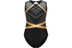 Xnihocha Flicka gymnastikdräkt glitter, gymnastikdräkt ärmlös sportbody, ett stycke, leotard, balett, tröja, balettdräkt, tävling, danskostym
