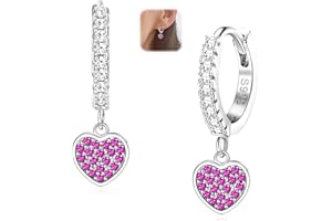 ORAZIO Argento 925 Farfalla Amore Cuore Orecchini a Cerchio Pendenti per Donne Ragazze Bambini Zircone Anallergico Orecchini a Cerchio Pendenti Multicolore