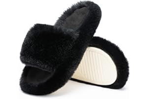 Chantomoo Damen-Hausschuhe Memory-Schaum Haus-und Schlafzimmer-Hausschuhe für Frauen flauschiger Plüsch bequem mit Kunstfell gefüttert Slide-Schuhe Geschenk