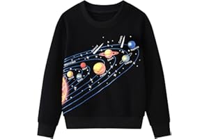 Smazero Boy's Solar System Space Sweatshirts Jumper Cotton Pullover Tops for Kids 3-8 Years