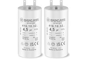 VOLET TECH Lot de 2 Condensateurs 4,5 uF pour Volet Roulant SOMFY, SIMU, NICE - Condensateur 10 000 Heures pour Moteur de Volet Radio ou Filaire 17Nm - Condensateur Deux Cosses Faston 2,8mm pour Moteur de Store