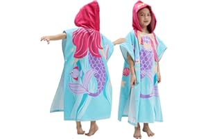 BANGSAUR Kinder Strand Pool Bad Kapuze Poncho Handtuch, 100 Baumwolle Surf Wickeltücher Wickel, Baby Kleinkind Mädchen Jungen 3-12 Jahre